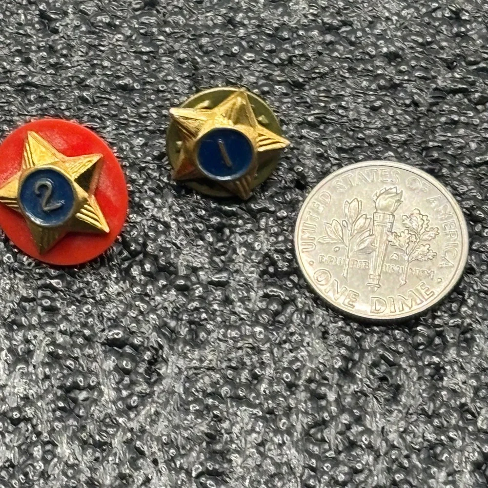 Boy Scouts of America 1 & 2 Year Service Star Pins Gold Tone Blue Enamel BSA Lot